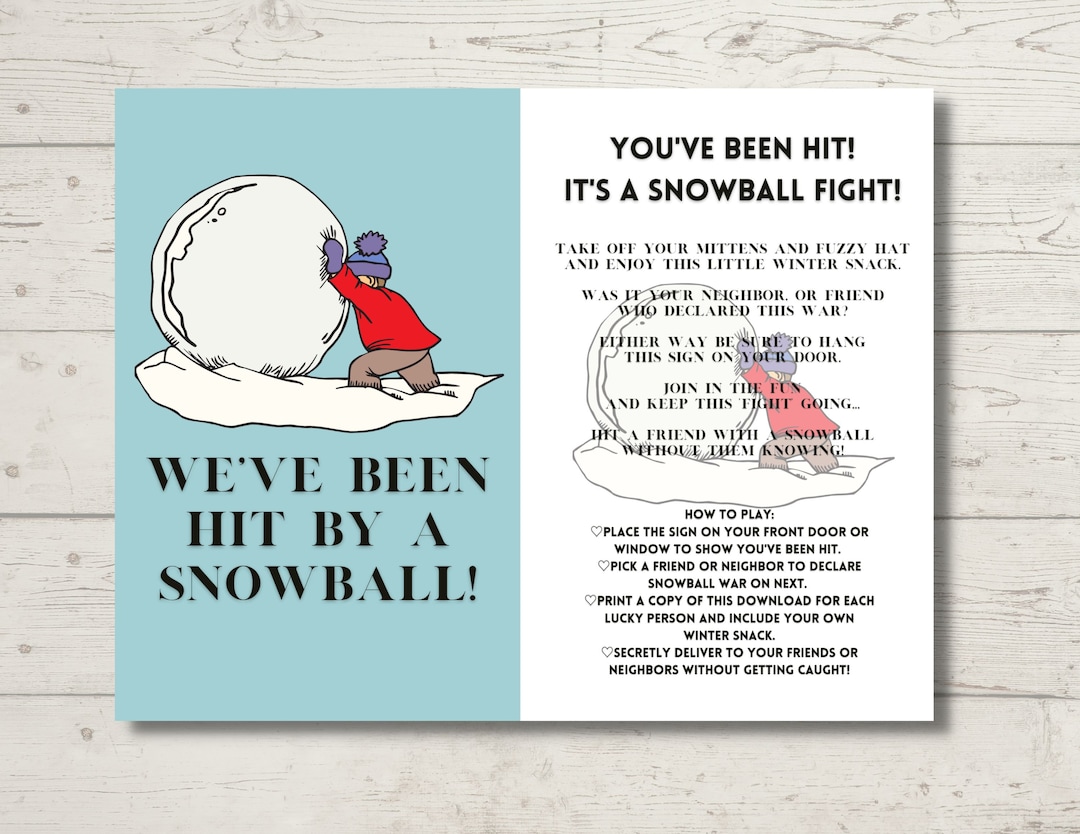 You've Been Hit With a Snowball Christmas Winter Printable Game ...