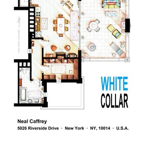 Floorplan of Neal Caffrey's apartment from WHITE COLLAR
