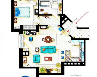 Floorplan Of The Apartment From Frasier Etsy