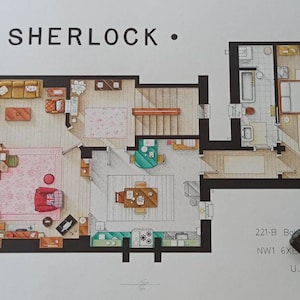 Floorplan of Sherlock Holmes Apartment From Bbc's "sherlock" - Etsy