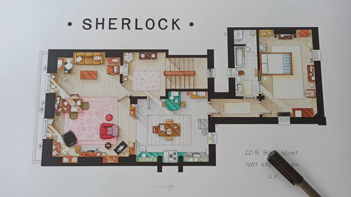 Floorplan of Sherlock Holmes Apartment From Bbc's "sherlock" - Etsy UK