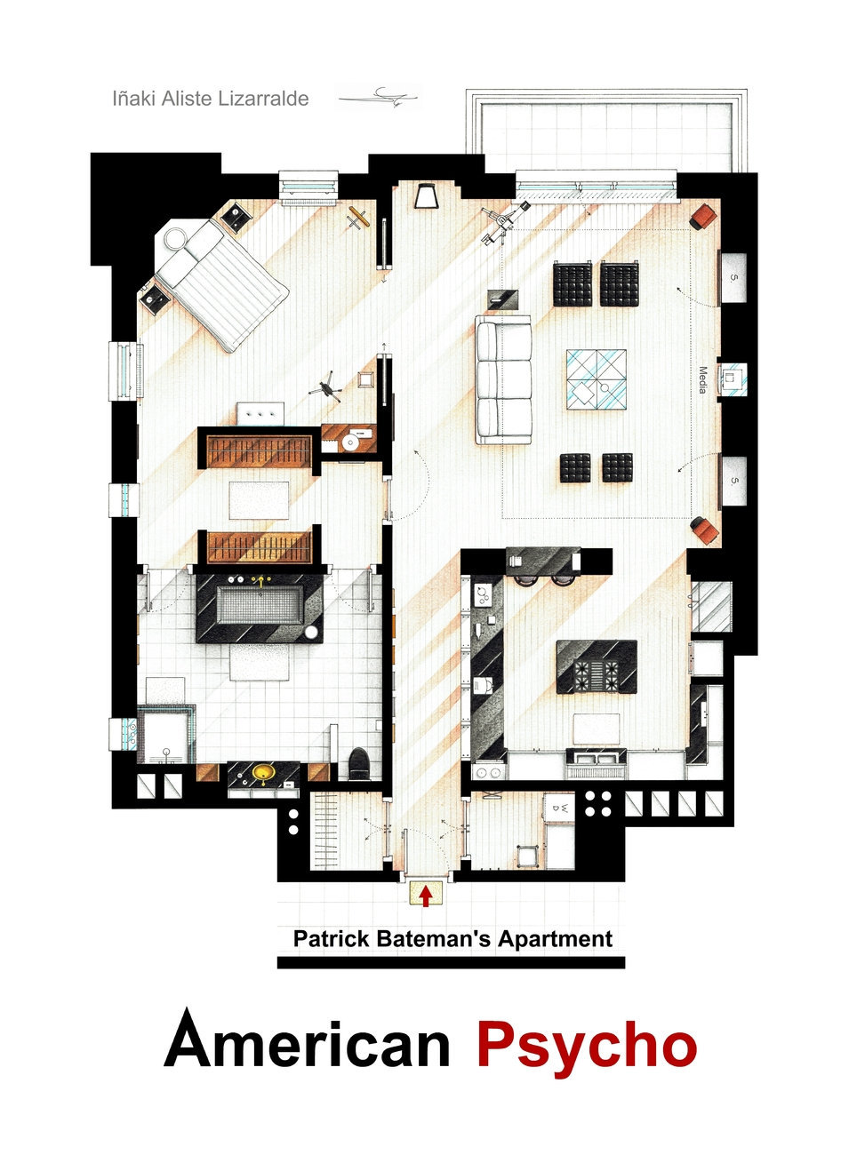 Floorplan of Patrick Bateman's Apartment From AMERICAN PSYCHO 2002