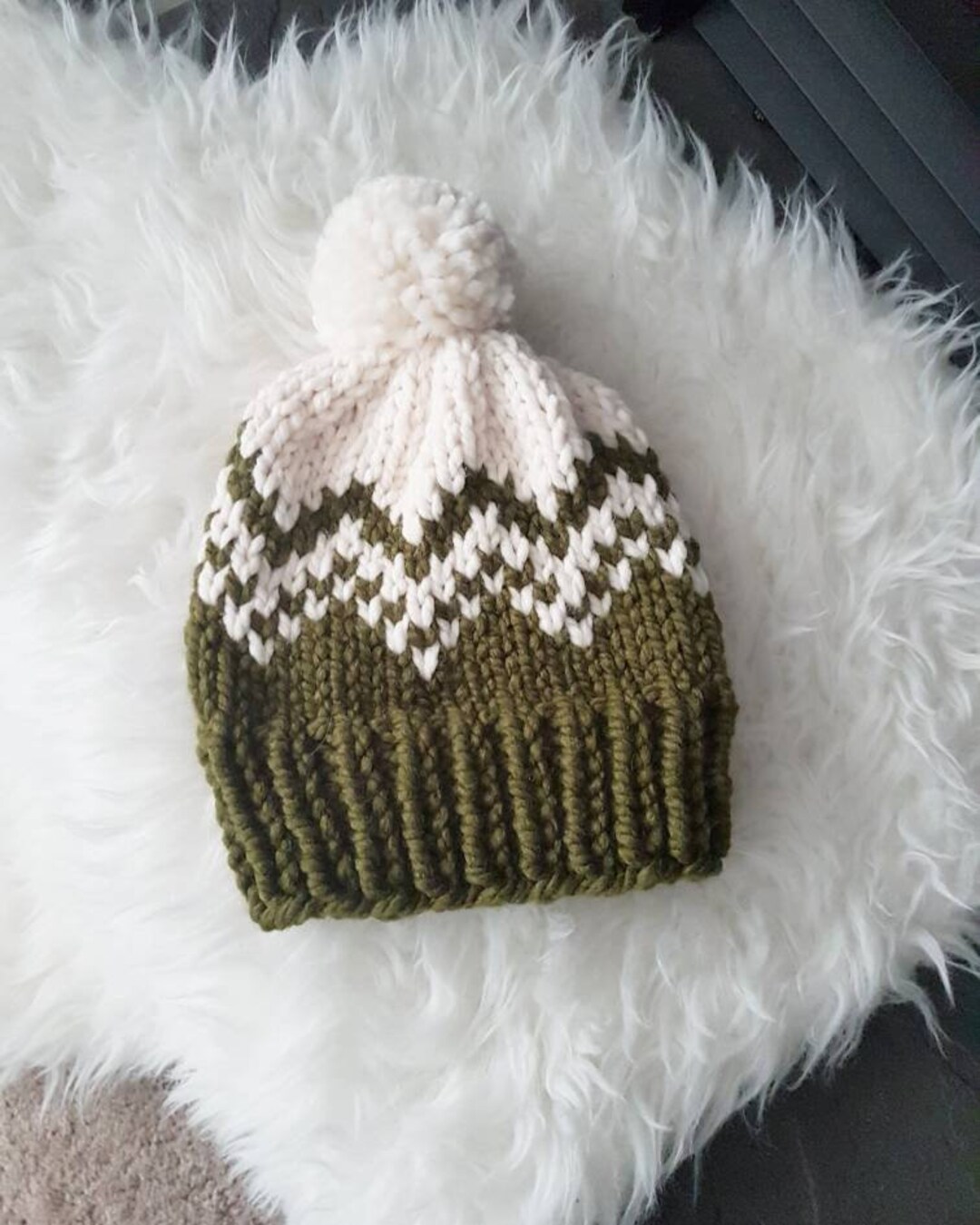 Knitted Winter Toque Chevron Pattern Toque Chunky Winter Toque Chunky