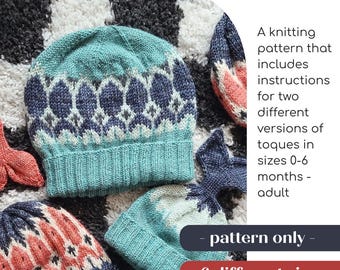 Fishy Friends Toque Set Knitting PATTERN for Family Hats | **Pattern Only**