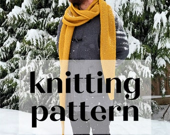 Sleek Vee Scarf | Oversized Knit Scarf Pattern | Beginner Friendly Knitting Pattern | Bulky Tapered Scarf Pattern | DIGITAL FILE ONLY