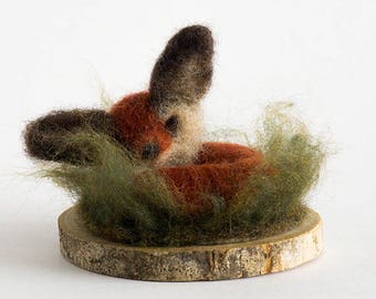 Needle Felted Fox — Rustic Forest Animal Figurine — Ready to Ship