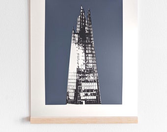 The Shard, London - 30 x 40cm Hand Illustrated Screenprint. Free postage in UK.