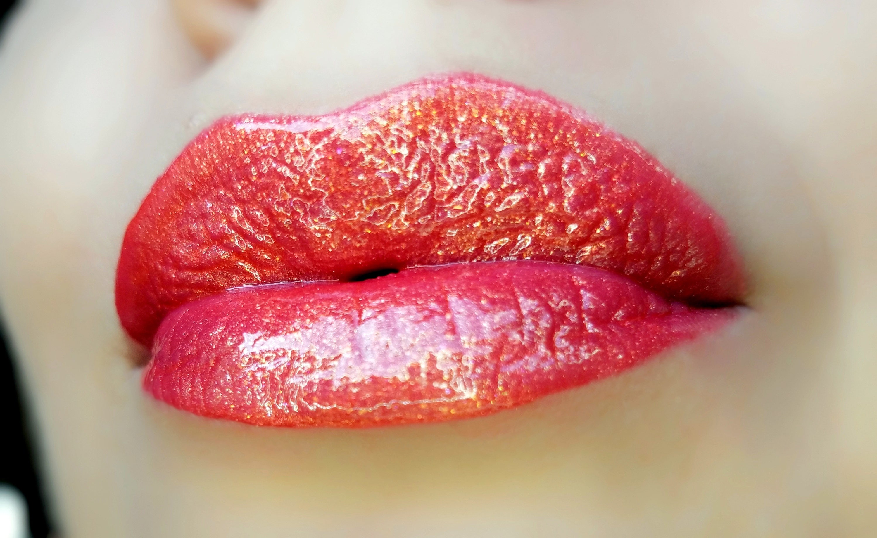 Brilliant Coral - Duochrome Orange Pink with Golden Shimmer Lip Gloss - Vegan - Gluten Free - Fresh - Handmade Cruelty Free
