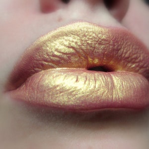 Golden Peach Duochrome Golden with Pink Undertone Lip Gloss Vegan Gluten Free Fresh Handmade Cruelty Free 画像 1