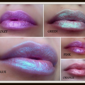 FROSTALINE - Blue, Pink, Violet, Green, Orange Pearlescent Shimmery Lipstick - Natural - Gluten Free - Fresh - Handmade