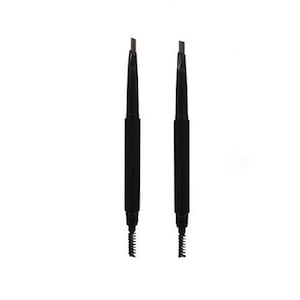 May include: Two black eyebrow pencils with spoolies on the end. The pencils are on a white background.