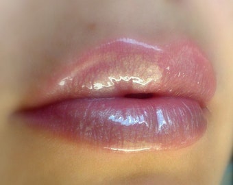 Luna Beige - Clear / Sheer / Opalescent Lip Gloss With Beige Nude Shine / Shimmer - Vegan - Gluten Free - Fresh - Handmade Cruelty Free