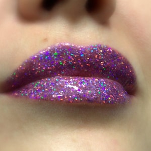 Funfetti - Clear gloss with Holographic Purple/pink Glitter