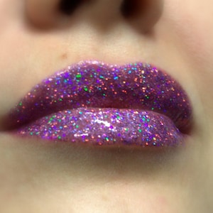 Funfetti Clear gloss with Holographic Purple/pink Glitter image 1