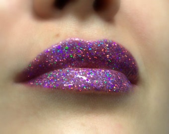 Funfetti - Clear gloss with Holographic Purple/pink Glitter