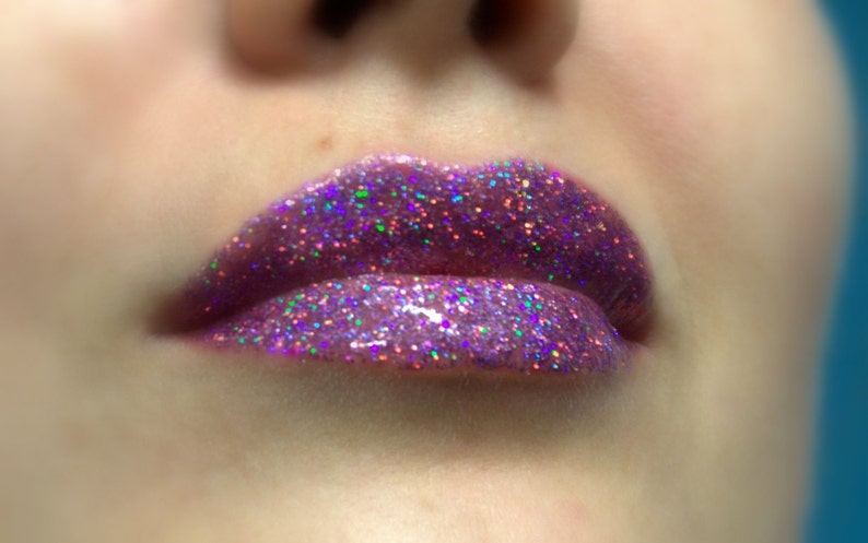 Funfetti Clear gloss with Holographic Purple/pink Glitter image 1