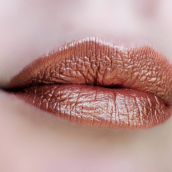 Agni - Copper Brown With Gold and Pink Lipstick Shine - Natural Gluten Free Fresh Handmade