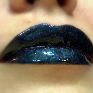 Gallactica - Black Dark Blue With Glitter Lip Gloss - Vegan - Gluten Free - Fresh - Handmade Cruelty Free