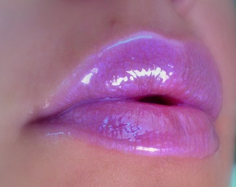 Luna Violet - Brillo de labios transparente / transparente / opalescente con brillo violeta - Vegano - Sin gluten - Fresco - Hecho a mano sin crueldad