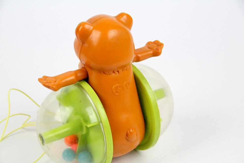 Vintage Fisher Price Bobalong Bear Pullalong Plastic Toy Etsy UK