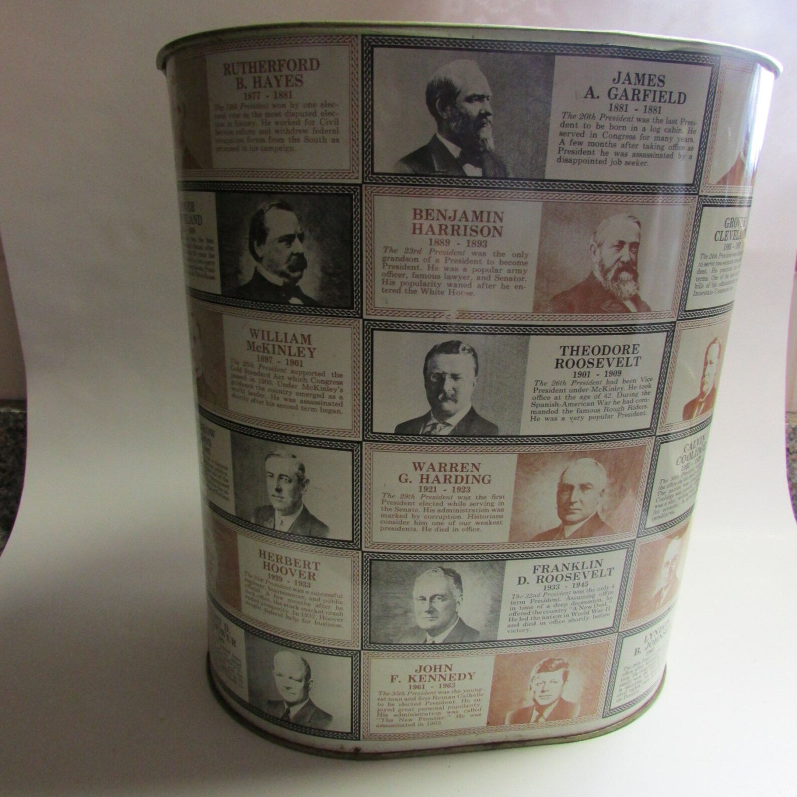 Vintage President Metal Tin Waste Can Trash Can Man Cave Etsy