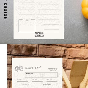 Printable Recipe Card for Cooks Meal Planner Organizer Kitchen Tool ...