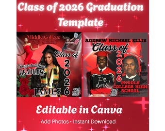Modelo Canva para Formatura da Turma de 2026: Design Editável de Colagem de Fotos de Formatura