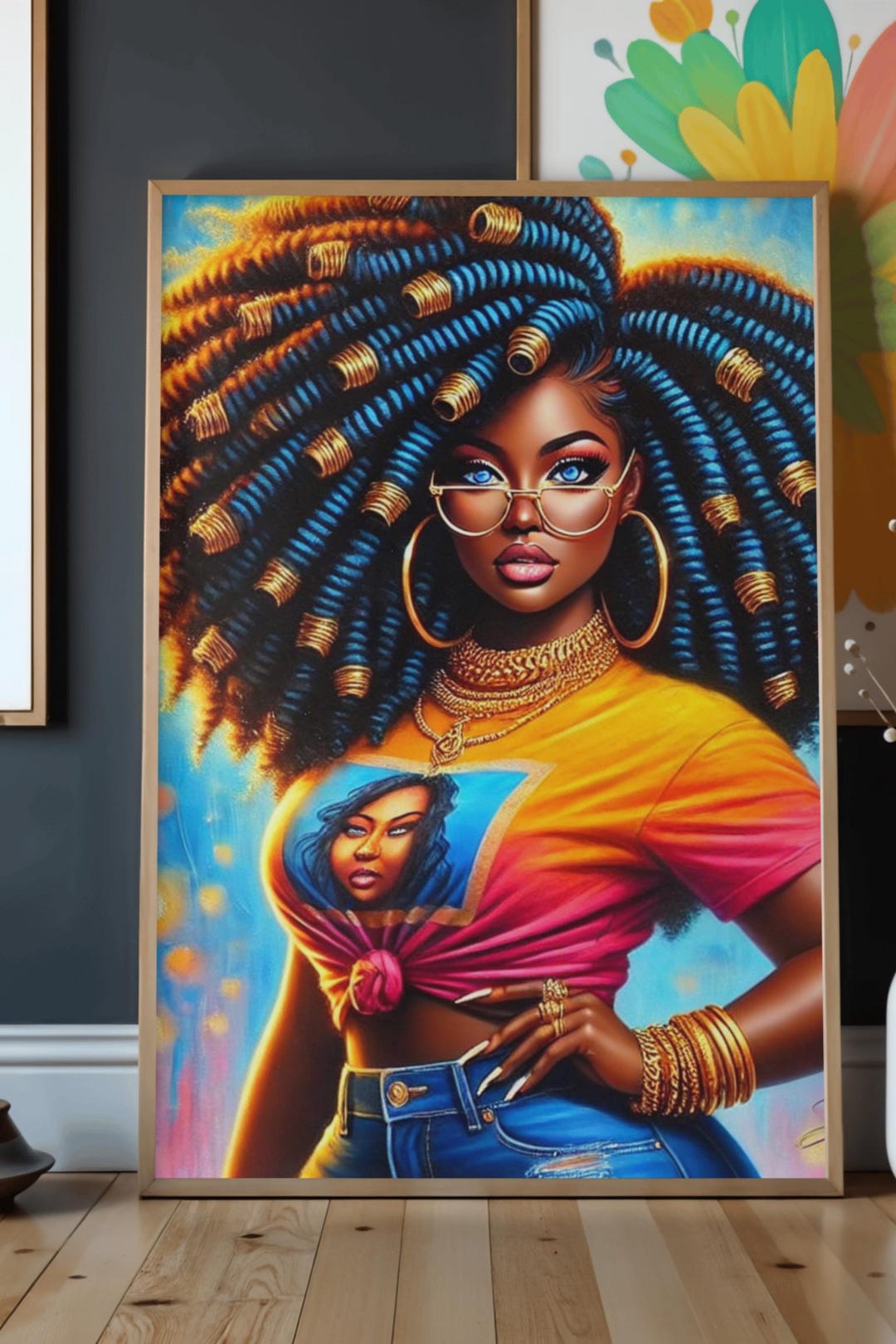 Black Woman With Afrocentric Hairstyle Digital Wall Art African ...