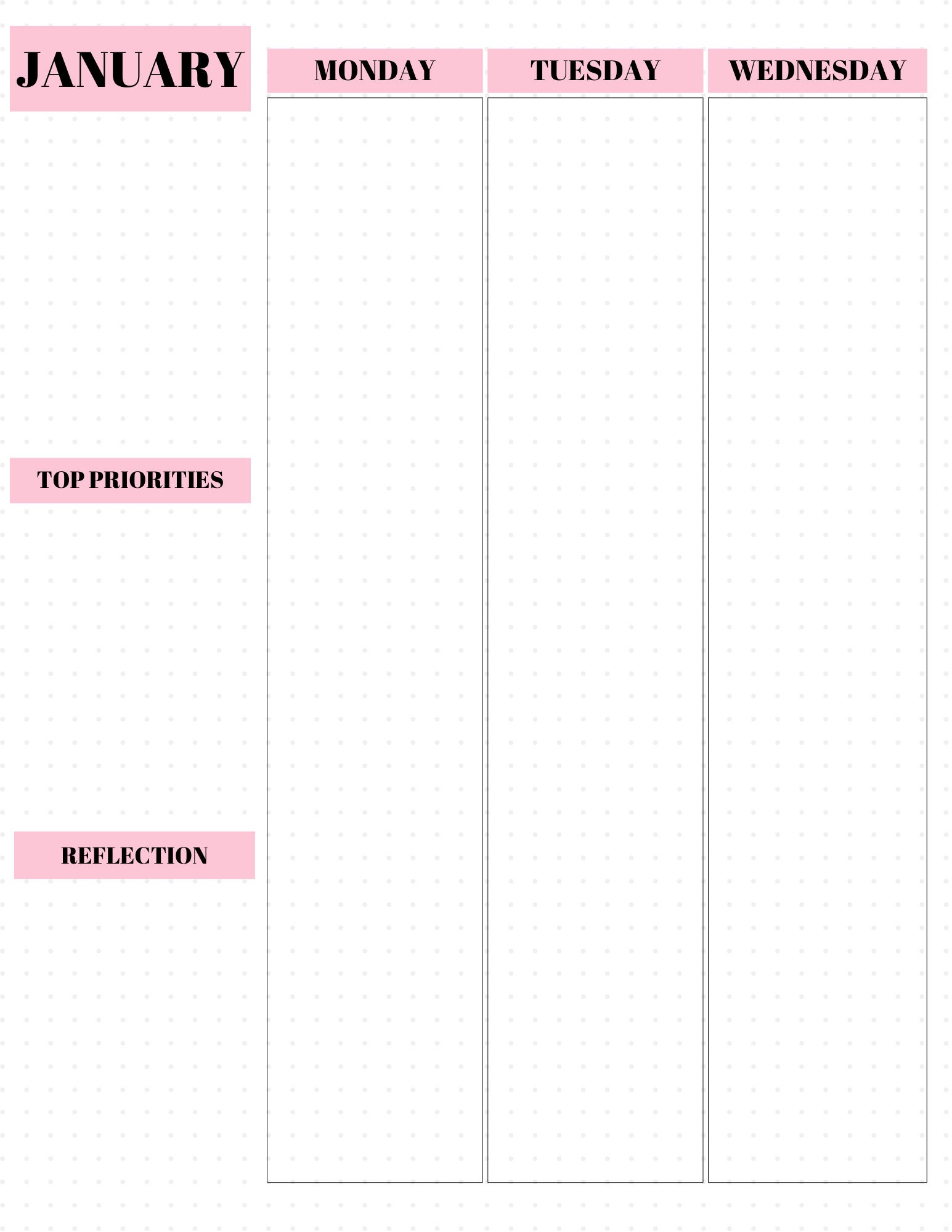 Undated Weekly Planner Printable Columns Monthly Planner - Etsy UK