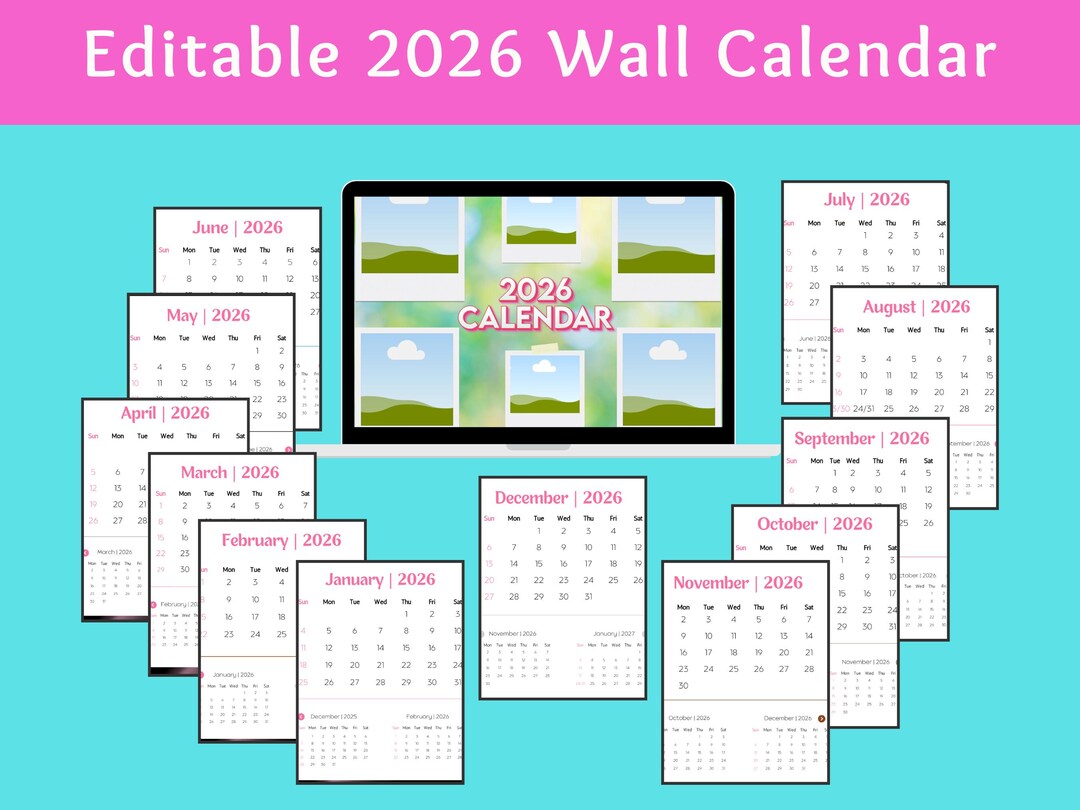 PLR Editable 2026 Calendar Template Canva With 2 Page Monthly Planner ...