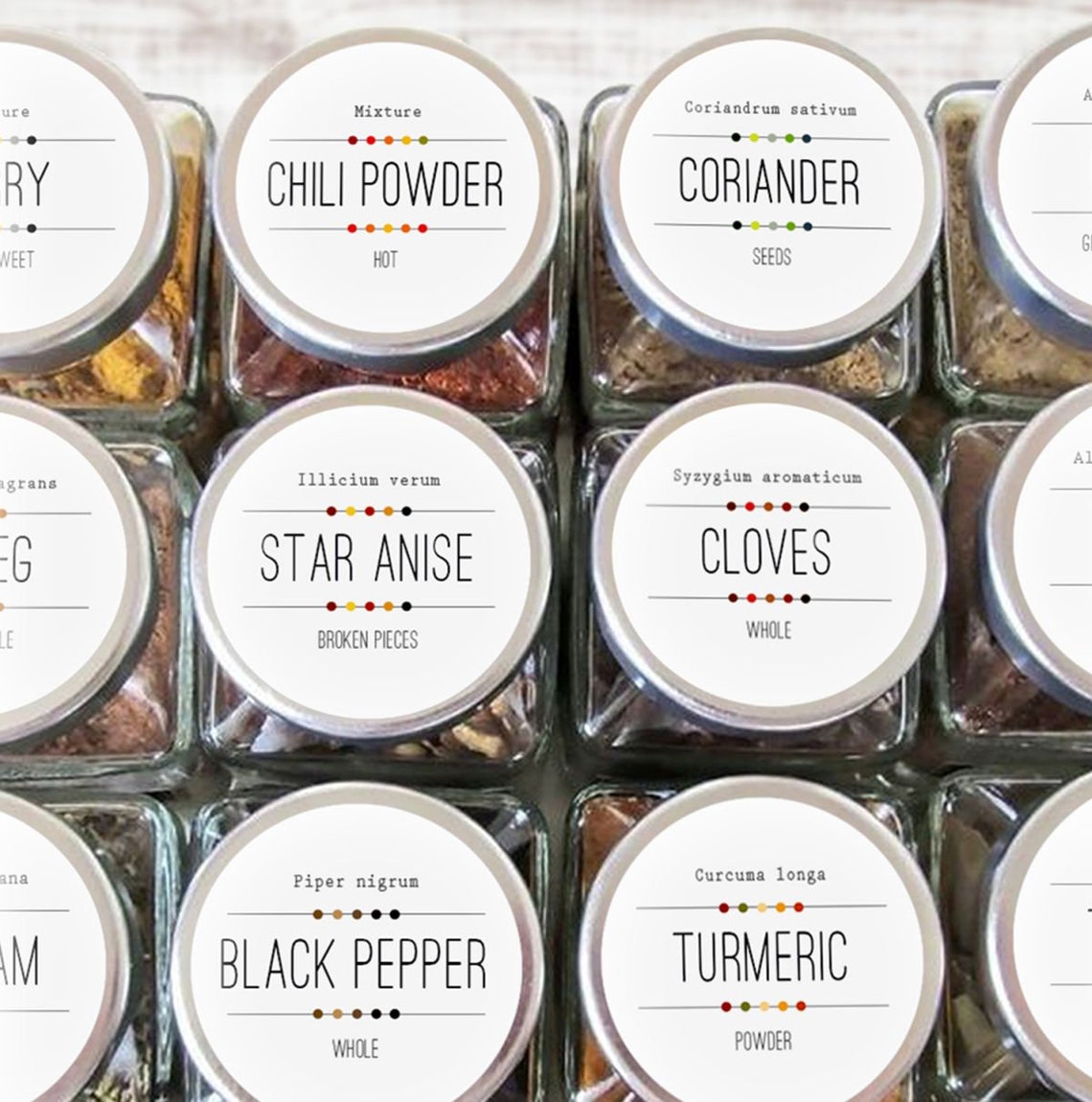 Custom 15 Round Spice Labels Modern Style Spice Lid Etsy