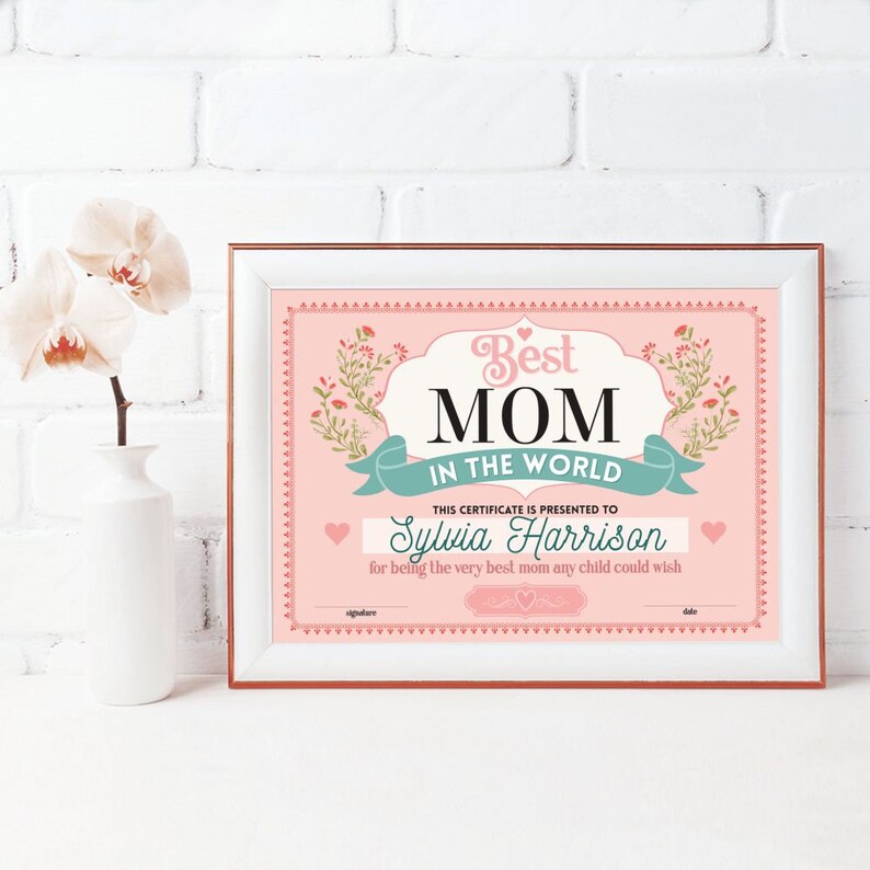 Best Mom in the World Certificate, Printable Best Mom Certificate