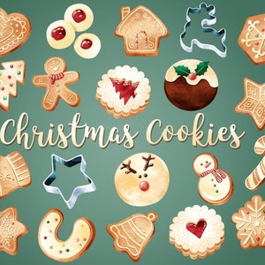 Aquarell Weihnachtsplätzchen Clipart - Weihnachten Lebkuchen Illustration - Kommerzieller und persönlicher Gebrauch - PNG Instant Download