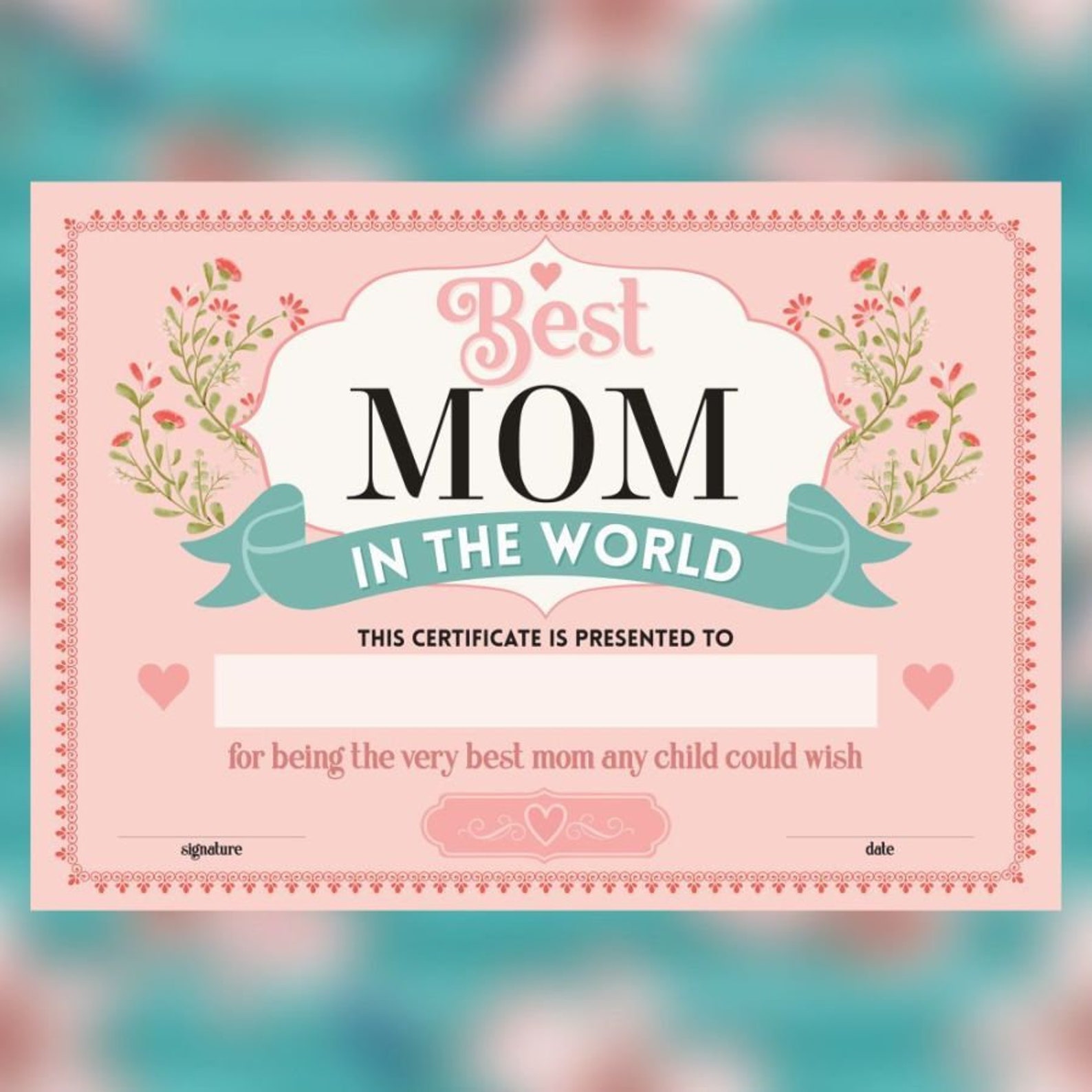 Best Mom In The World Certificate Printable Best Mom Certificate Printable Mom Award Mother s