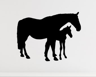 Horse- Mare and Foal wall decal, Horse sticker, Horse Decal, Nursery Decal, Childs Room, Mare and Foal, Wall Decal, Western Decal,