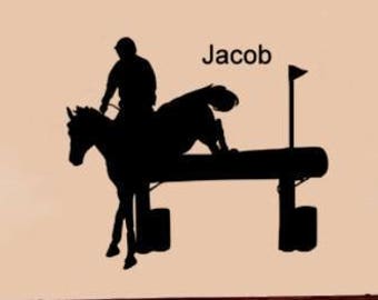 Horse Decal, Personalized Horse, Cross Country, 3 Day Event, Horse Wall Decal, Horse Jumping, Cross Country Jumping, Horse Decor, Teen Room