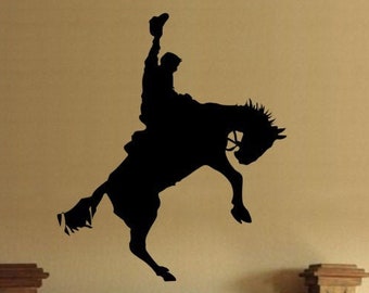 Horse Decal, Rodeo, Rodeo Decal, Bronc Decal, Bronc Riding, Saddle Bronc, Cowboy Decal, Vinyl wall Decal, Western Decor, Cowboy Party