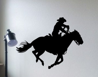 Horse- Horse and Rider, Cowboy, Cowboy Decal, Horse Decal, Western Decal, Western Decor, Horse Wall decal,Teen Room,Child's Room,Boy's Room