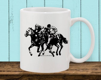 Horse Mug, Racehorse Mug, Horse Coffee Mug, Horse Tea Mug, Horses Racing Mug, Racing Mug, Horse Gift