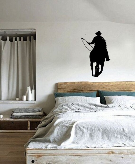 Horse Horse And Rider Cowboy And Horse Western Decal Western Decor Horse Wall Decal Western Decor Teen Room Child S Room Boy S Room
