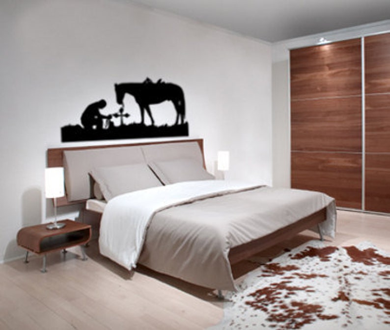 Cowboy and Horse decal-Vinyl wall art-Horse Prayers sticker-40 X 20 inches 806-HW. Horse