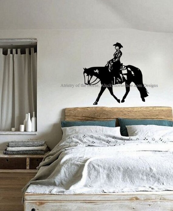 Horse Horse And Rider Paint Horse Western Decal Western Decor Horse Wall Decal Teen Room Child S Room 28 X 27 Inches