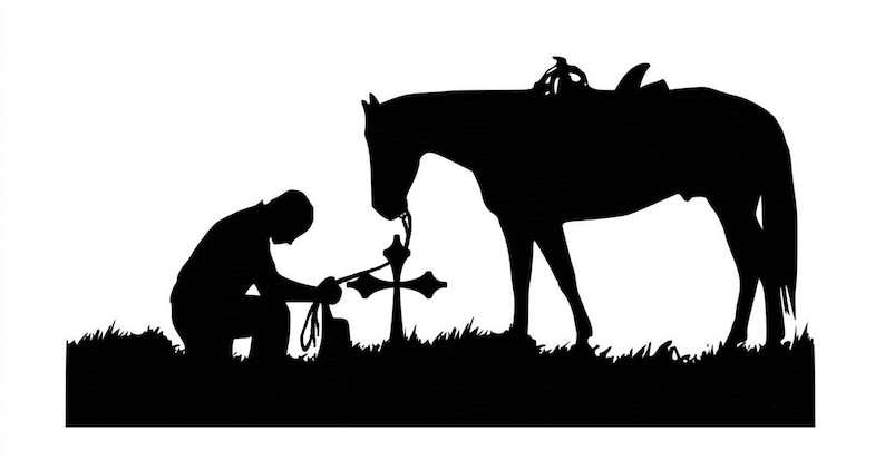 Cowboy and Horse decal-Vinyl wall art-Horse Prayers sticker-40 X 20 inches 806-HW. Horse