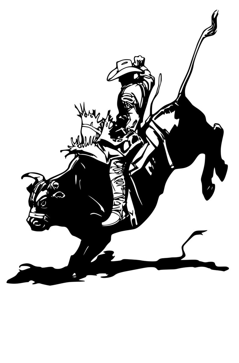Bull Riding Decal Boys Room Teen Room Wall Decal 27 X 33 inches Bull Riding Rodeo Decal Cowboy Decal Rodeo Bull Riding Sticker