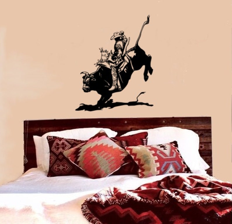 Bull Riding Decal Boys Room Teen Room Wall Decal 27 X 33 inches Bull Riding Rodeo Decal Cowboy Decal Rodeo Bull Riding Sticker