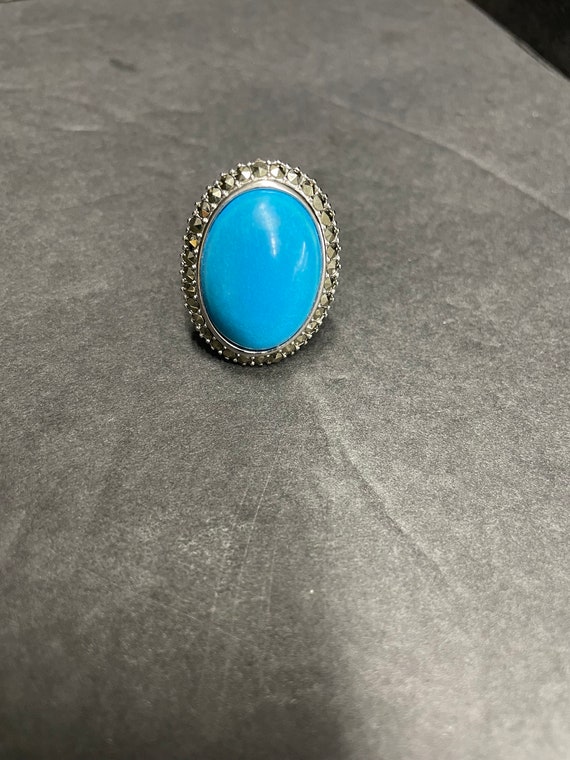 beautiful sterling silver turquoise ring grey ston