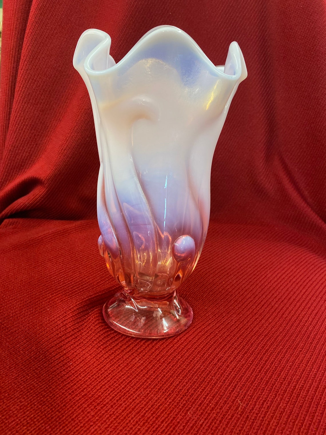 Fenton Handkerchief Vase Rose Opalescent 77 Etsy