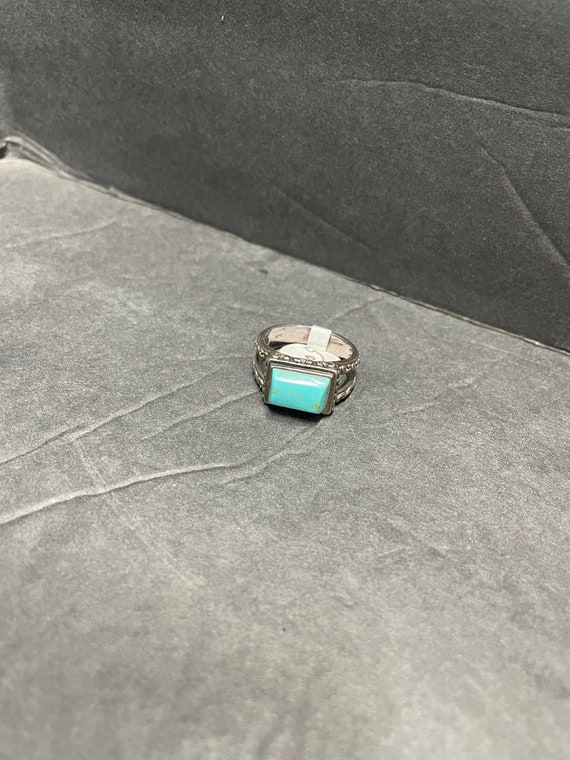 rectangle sterling silver turquoise ring
