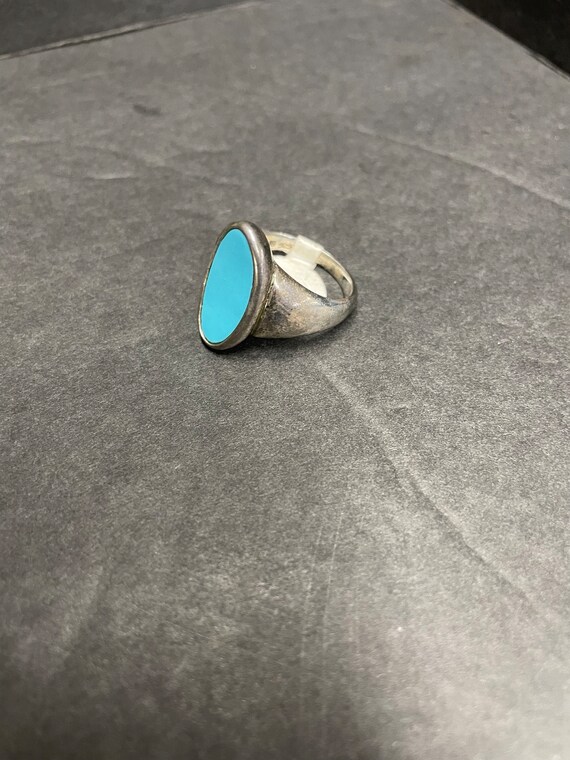 beautiful sterling silver oval turquoise ring - image 2