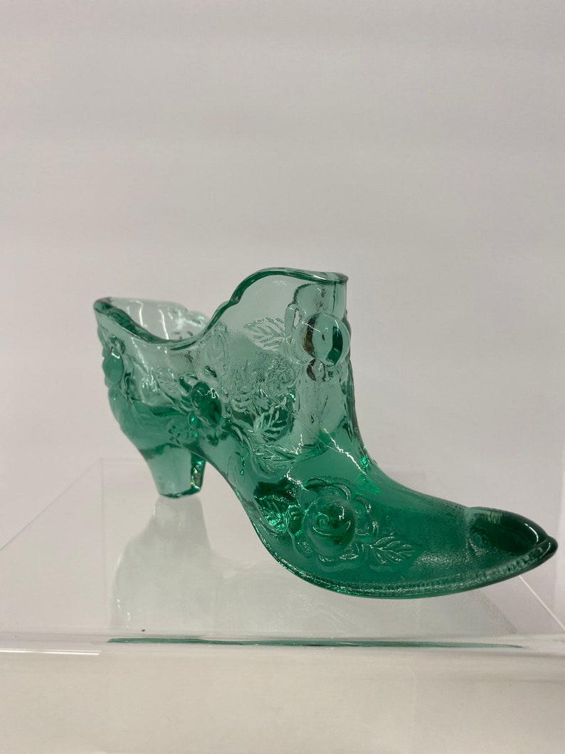 Fenton Turquoise Cabbage Rose Slipper #835